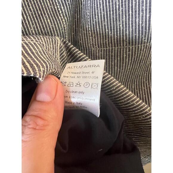 Altuzarra Blue White Pinstripe Patch Pockets Above Knee Pencil Skirt Size 44 - Picture 5 of 12